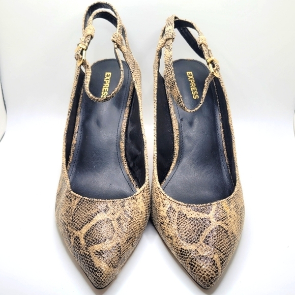 Express Womens Slingback Pump Multicolor Snakeskin Print Stiletto Heel Sz 9M - Picture 2 of 12